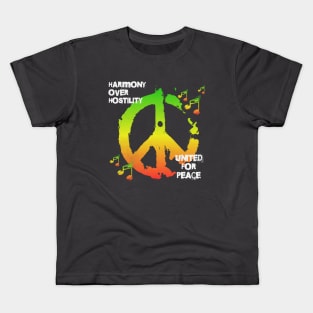 United For Peace Sign Harmony Over Hostility Kids T-Shirt